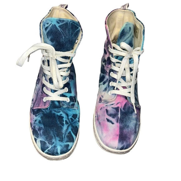 Dr Martens Hackney Acid scrunch washed Canvas Denim tie dye shoes size 10 hi top - Picture 4 of 6